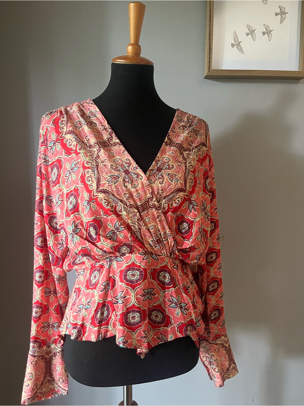 Free People Falling For You Top Floral Peplum Wrap Size S NWT